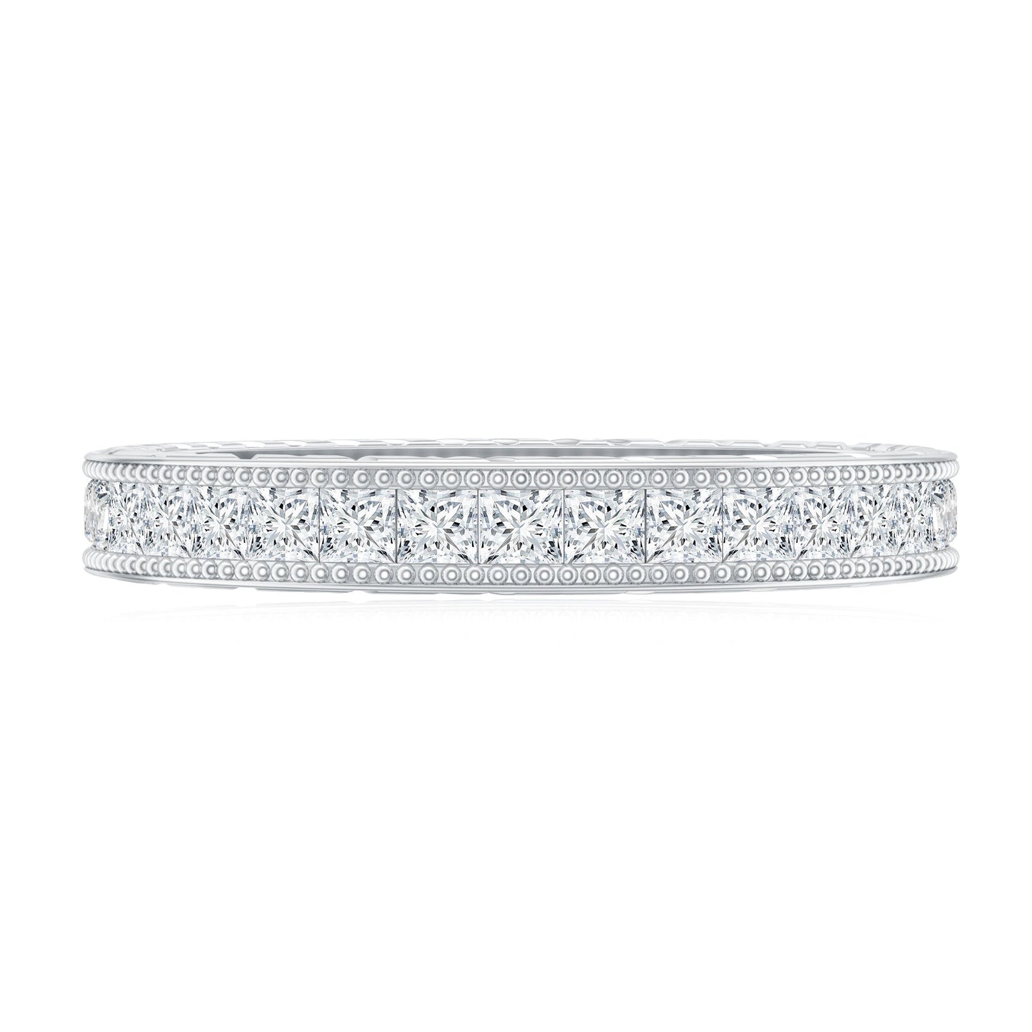 Certified Princess Cut Lab Grown Diamond Eternity Wedding Band