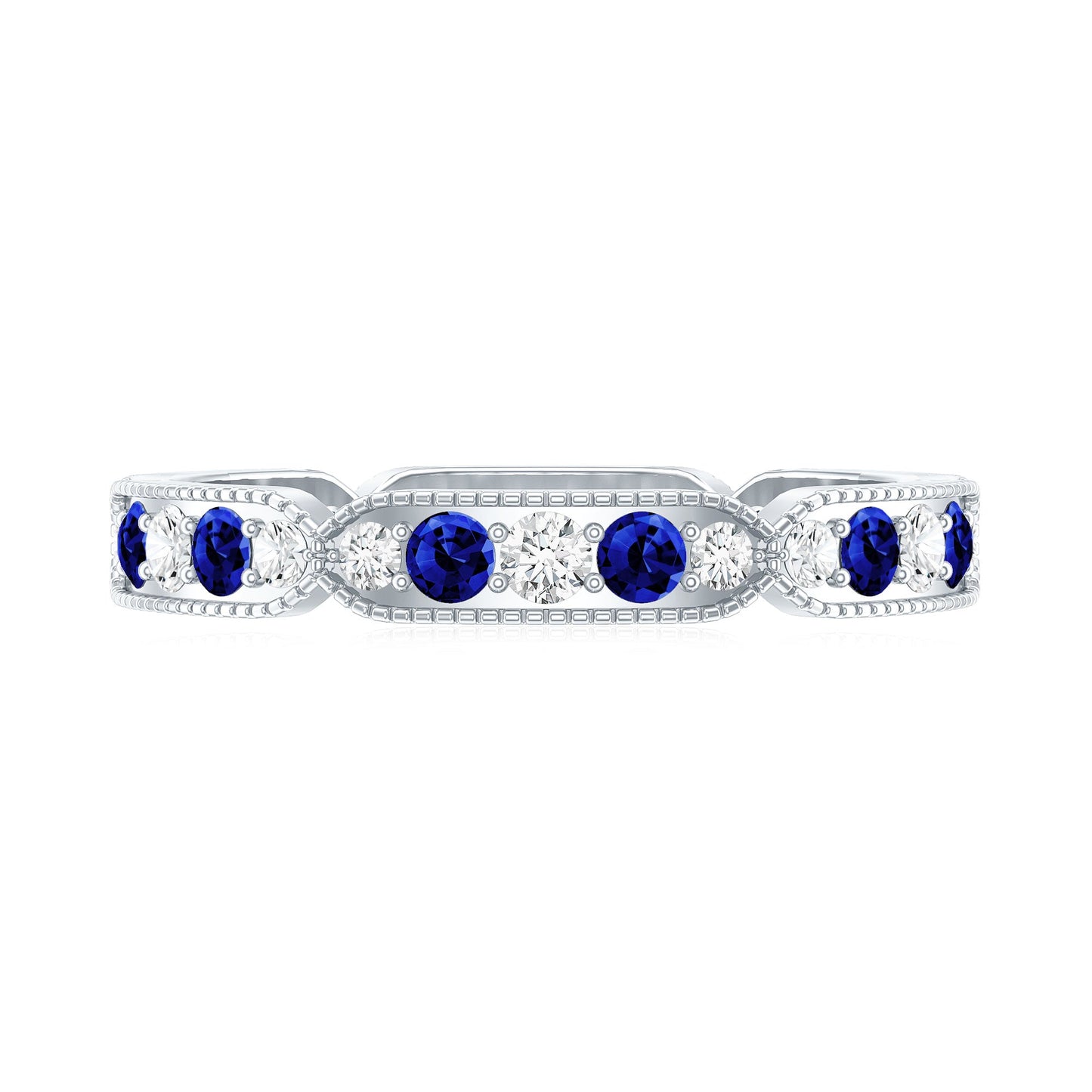 Certified Lab Grown Blue Sapphire Diamond Eternity Ring for Anniversary