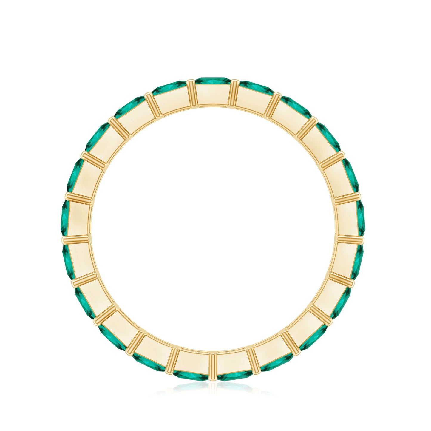 Certified Princess Cut Lab Grown Emerald Wedding Band