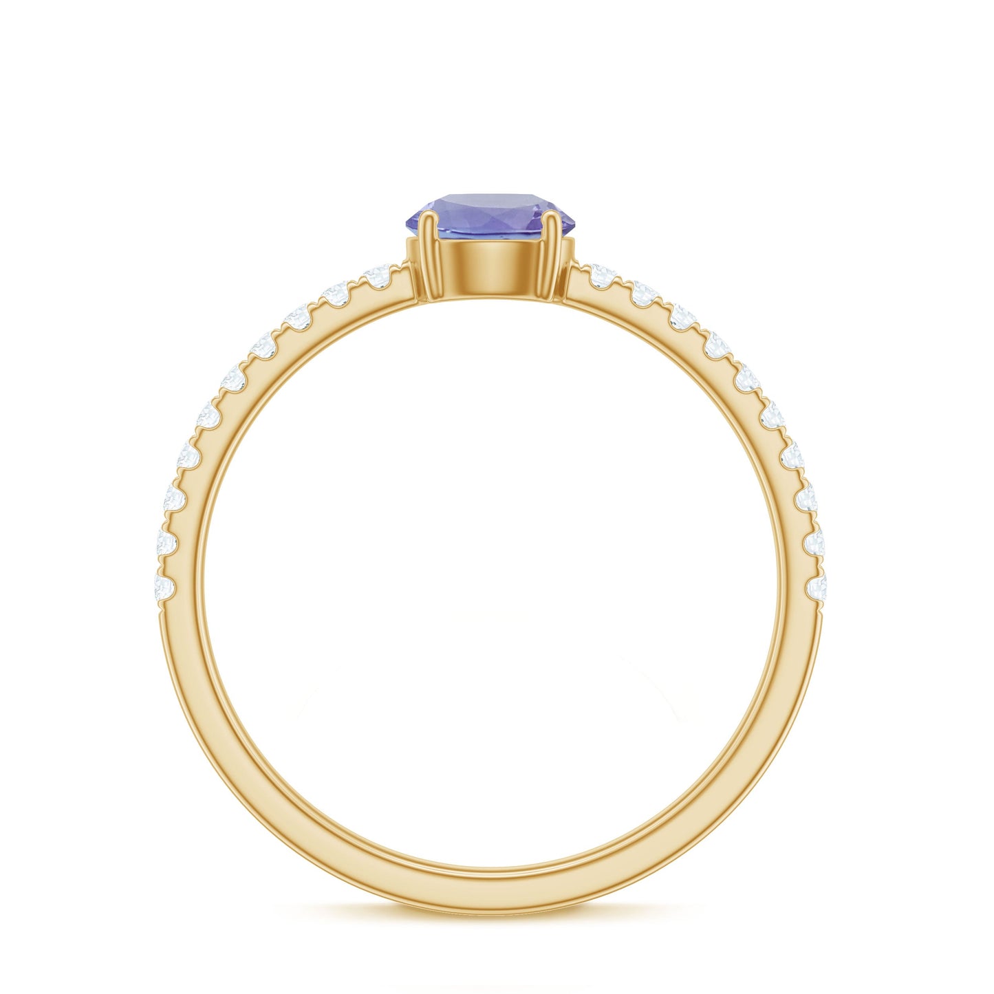 Certified Real Solitaire Tanzanite Promise Ring with Diamond