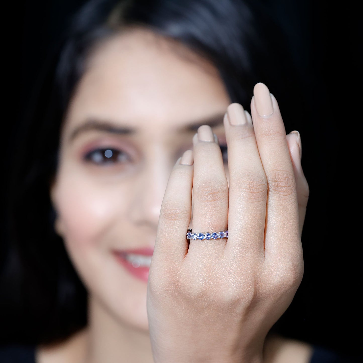 Real Tanzanite Full Eternity Ring for Women