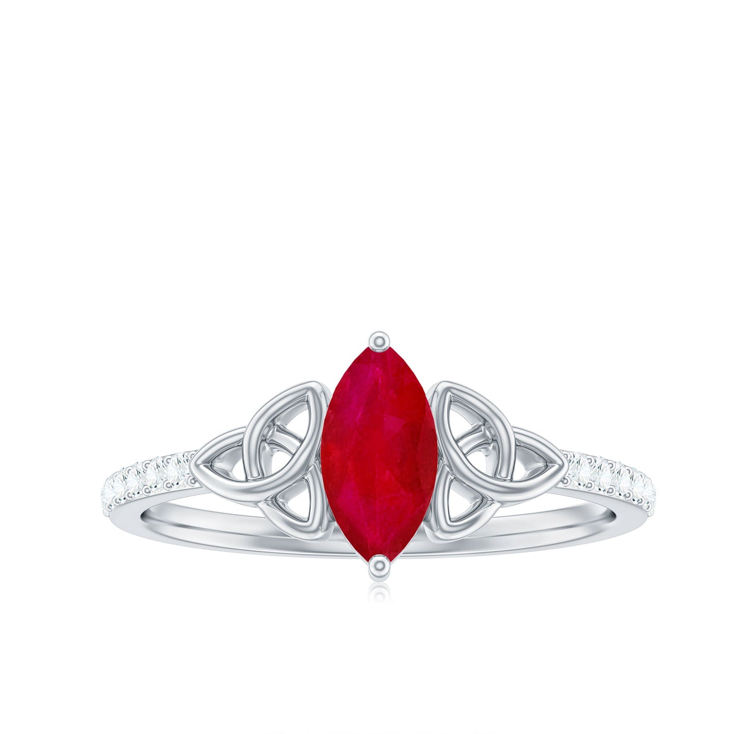 Natural 0.75 Carat Marquise Ruby Diamond Engagement Ring with Celtic Knot
