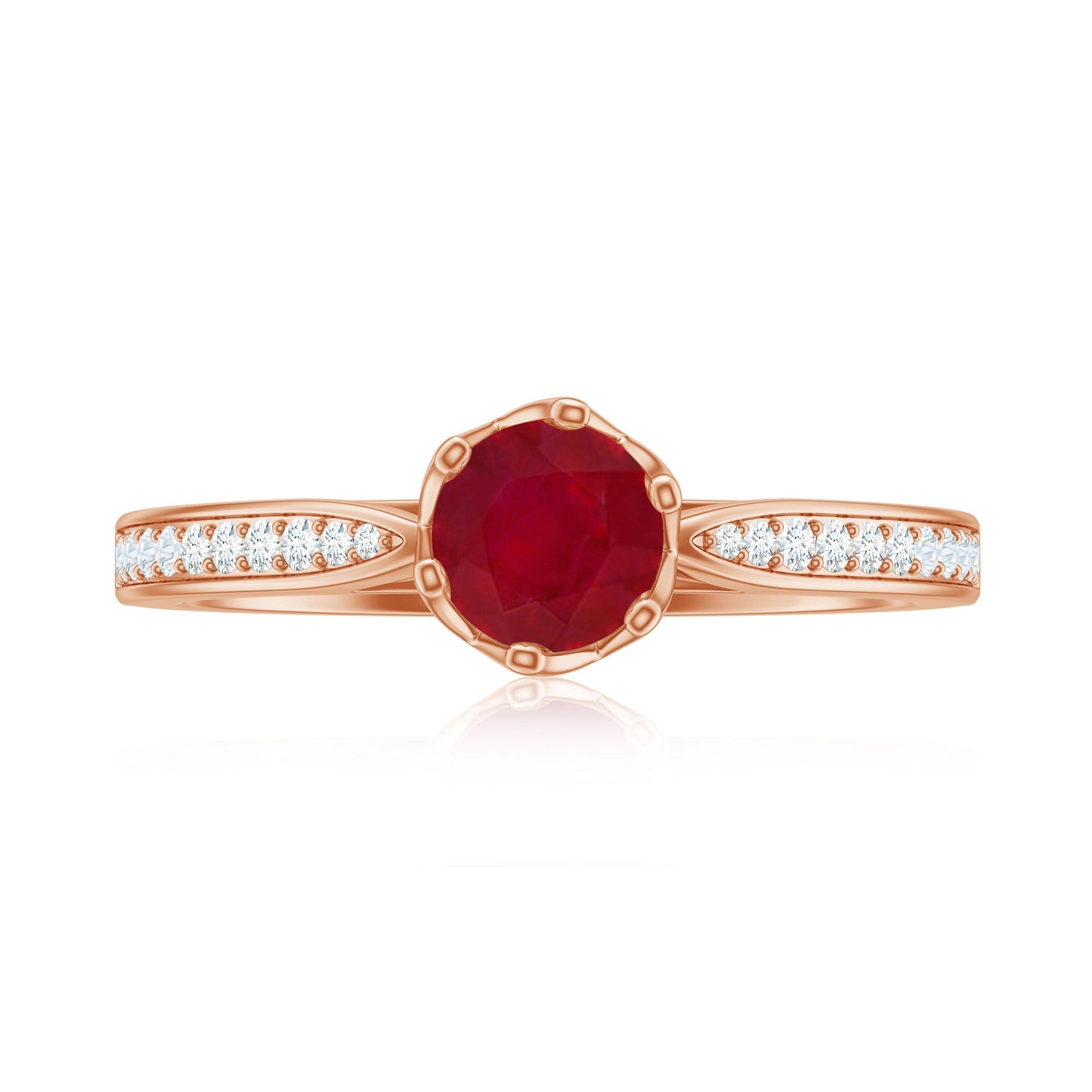 Real 0.6 Carat Ruby Engagement Ring with Diamond for Women