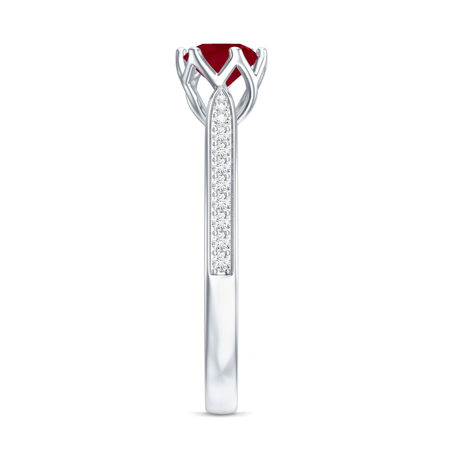 Real 0.6 Carat Ruby Engagement Ring with Diamond for Women