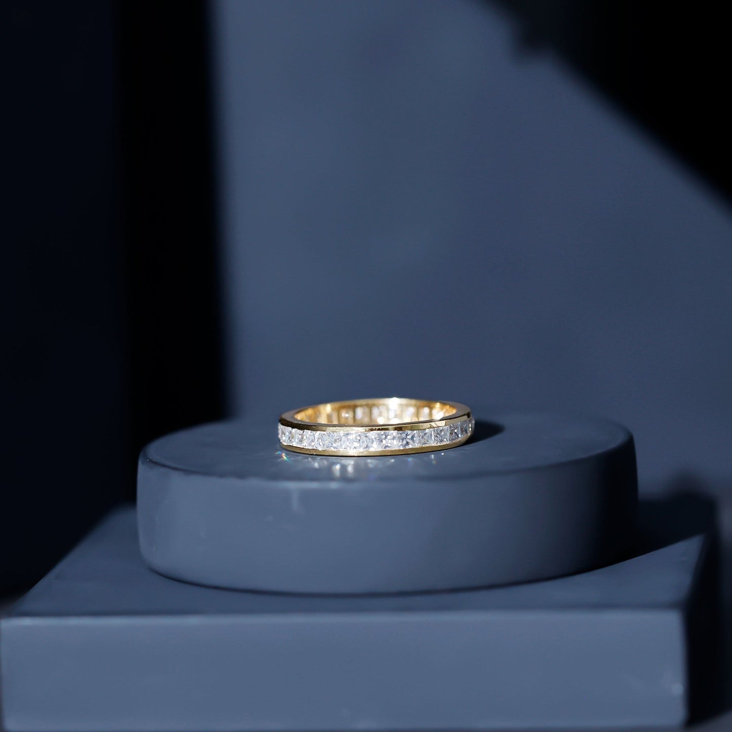 Princess Cut Moissanite Eternity Band Ring in Channel Setting