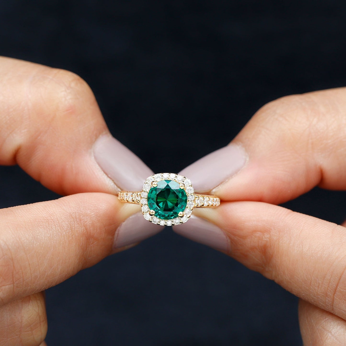 Certified Lab Grown Emerald Diamond Vintage Looking Engagement Ring
