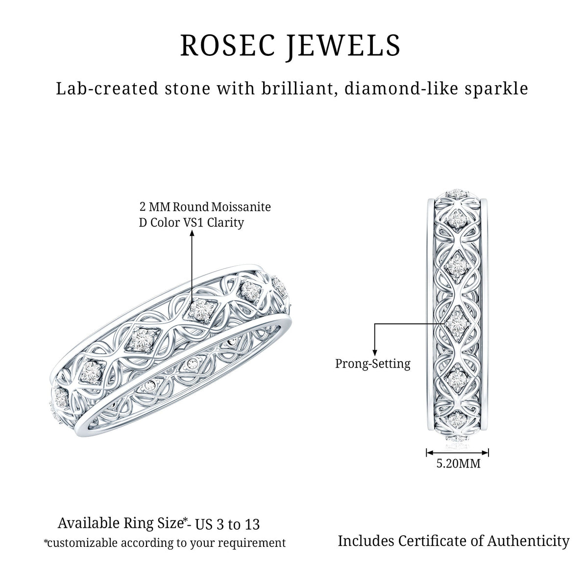 Moissanite Celtic Knot Wedding Band Ring
