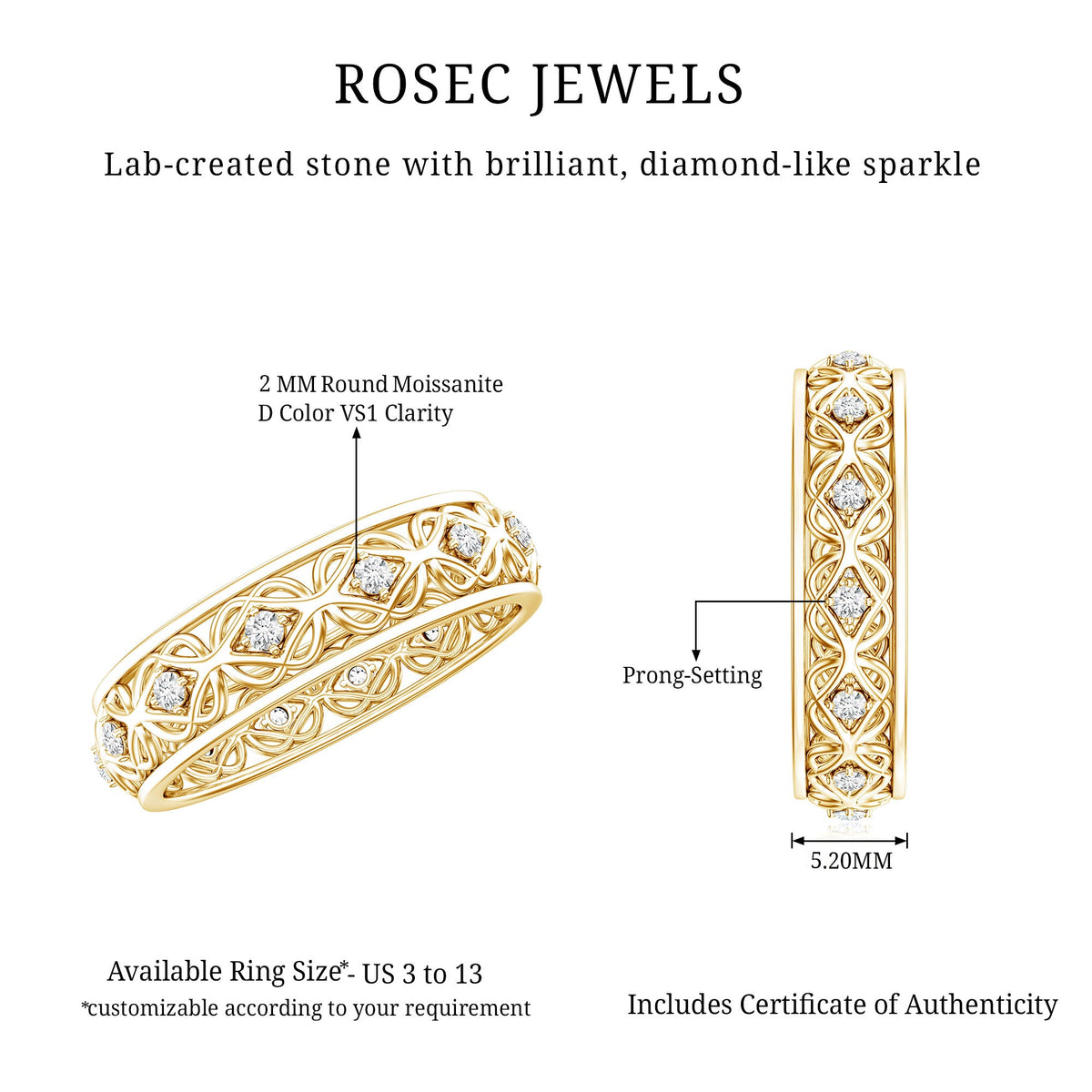 Moissanite Celtic Knot Wedding Band Ring