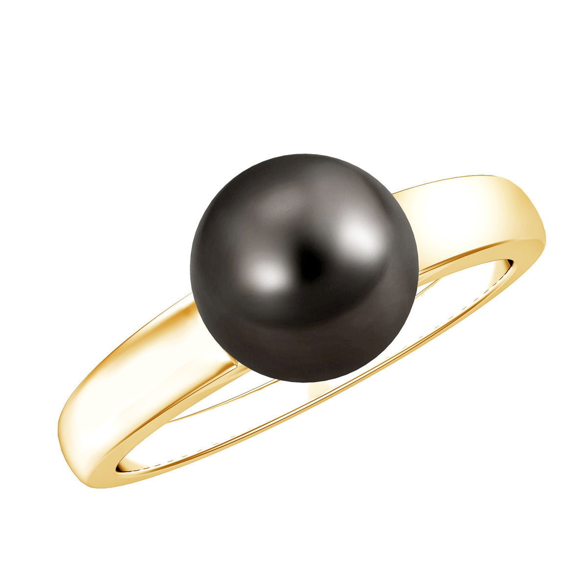 Handpicked Natural Black Pearl Solitaire Engagement Ring With Certificate