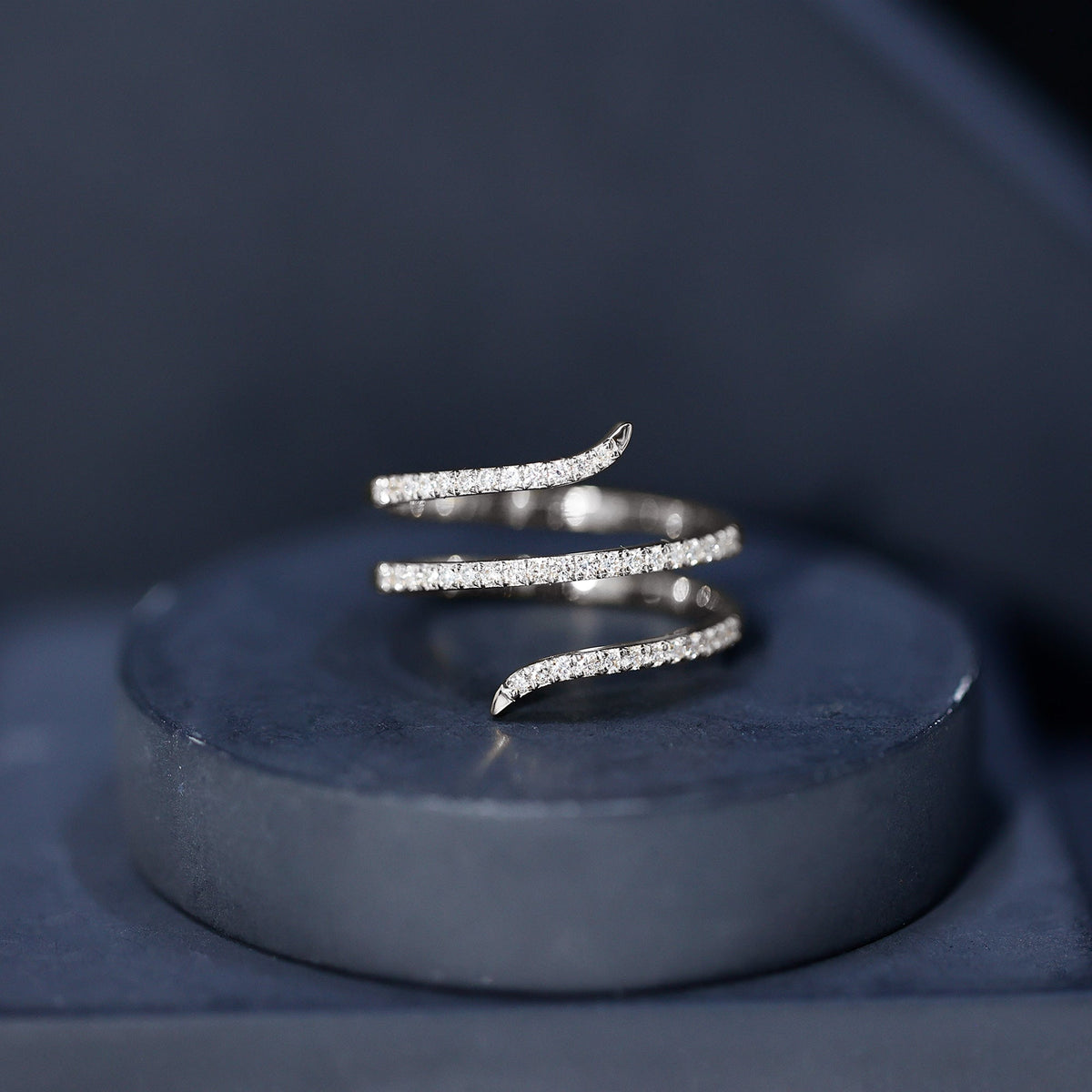 Certified Diamond Spiral Ring For Women