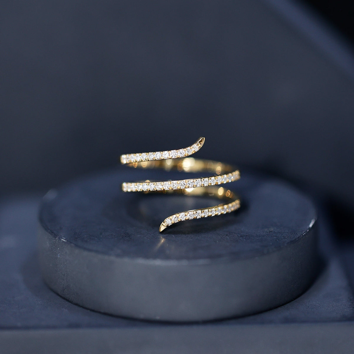 Certified Diamond Spiral Ring For Women