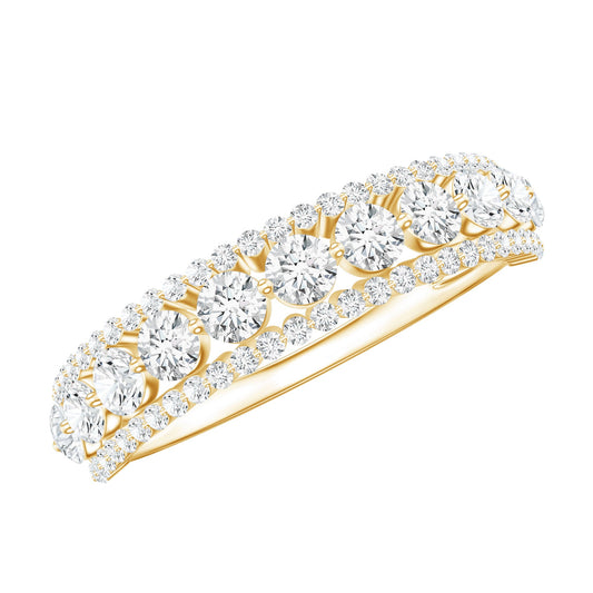 Round Shape Moissanite Half Eternity Wedding Band