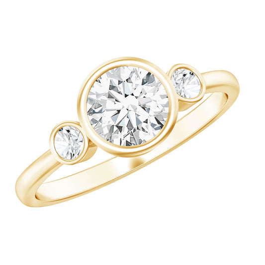 Bezel Set Moissanite Solitaire Engagement Ring