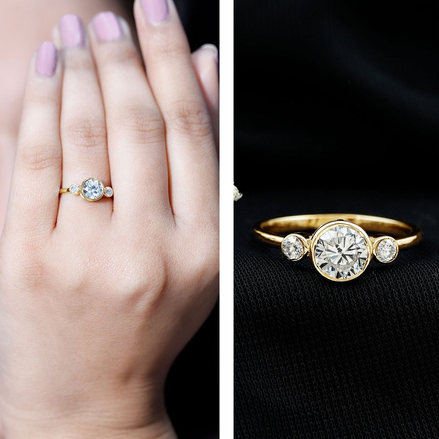 Bezel Set Moissanite Solitaire Engagement Ring