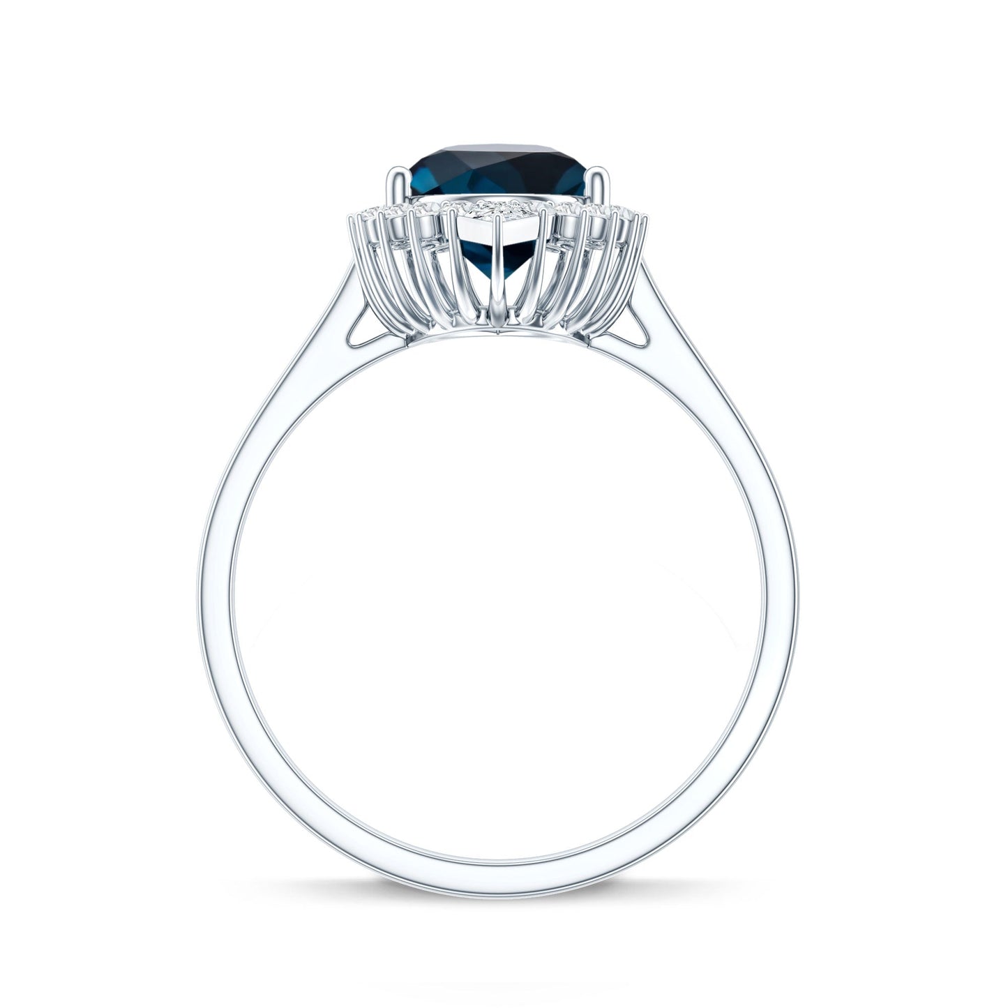 Pear Shaped London Blue Topaz and Diamond Statement Engagement Ring