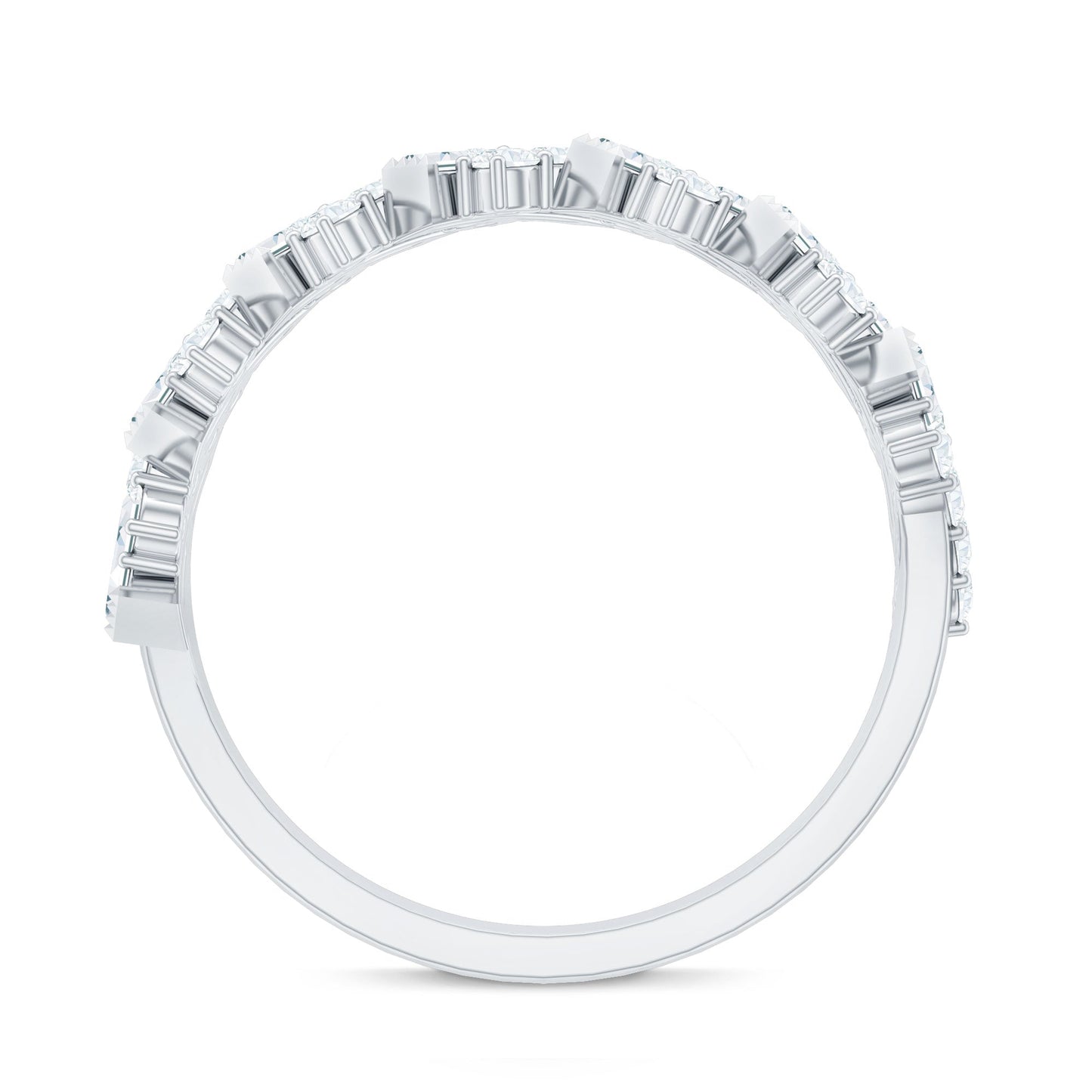 Certified Baguette and Round Moissanite Half Eternity Wedding Band