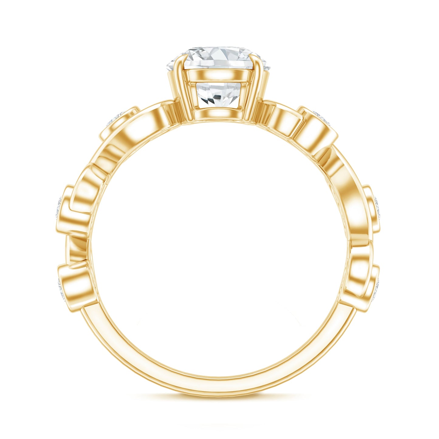 Certified Moissanite Engagement Ring with Ivy Scroll Shank