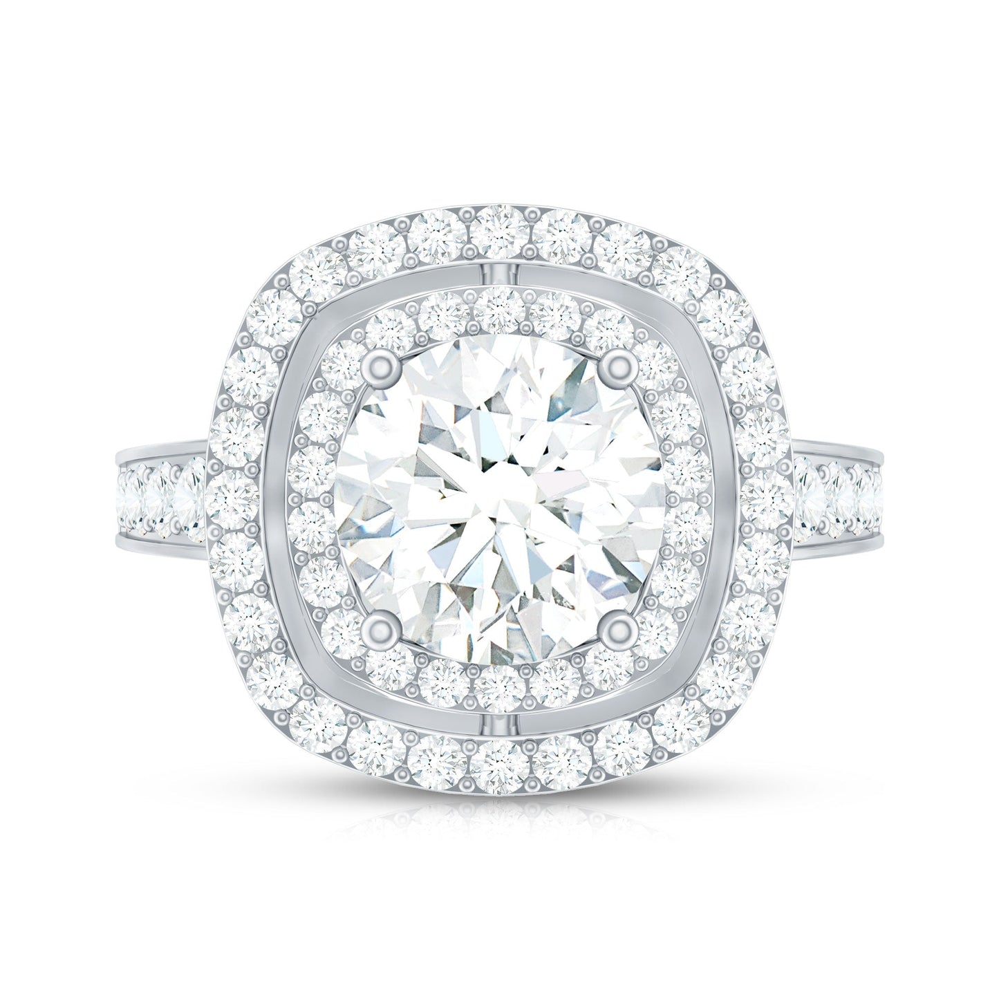 2 Carat Round Shape Moissanite Double Halo Statement Ring