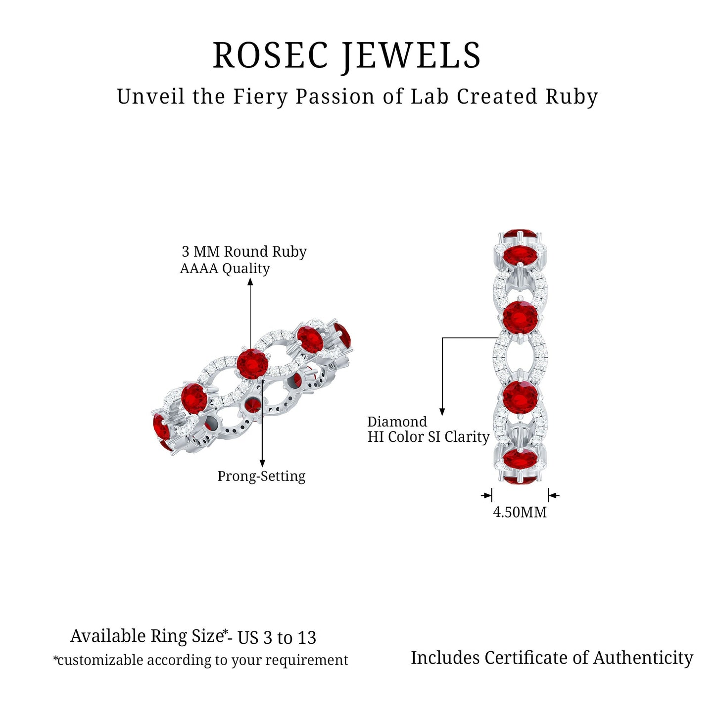 Lab Created Ruby and Diamond Eternity Wedding Band