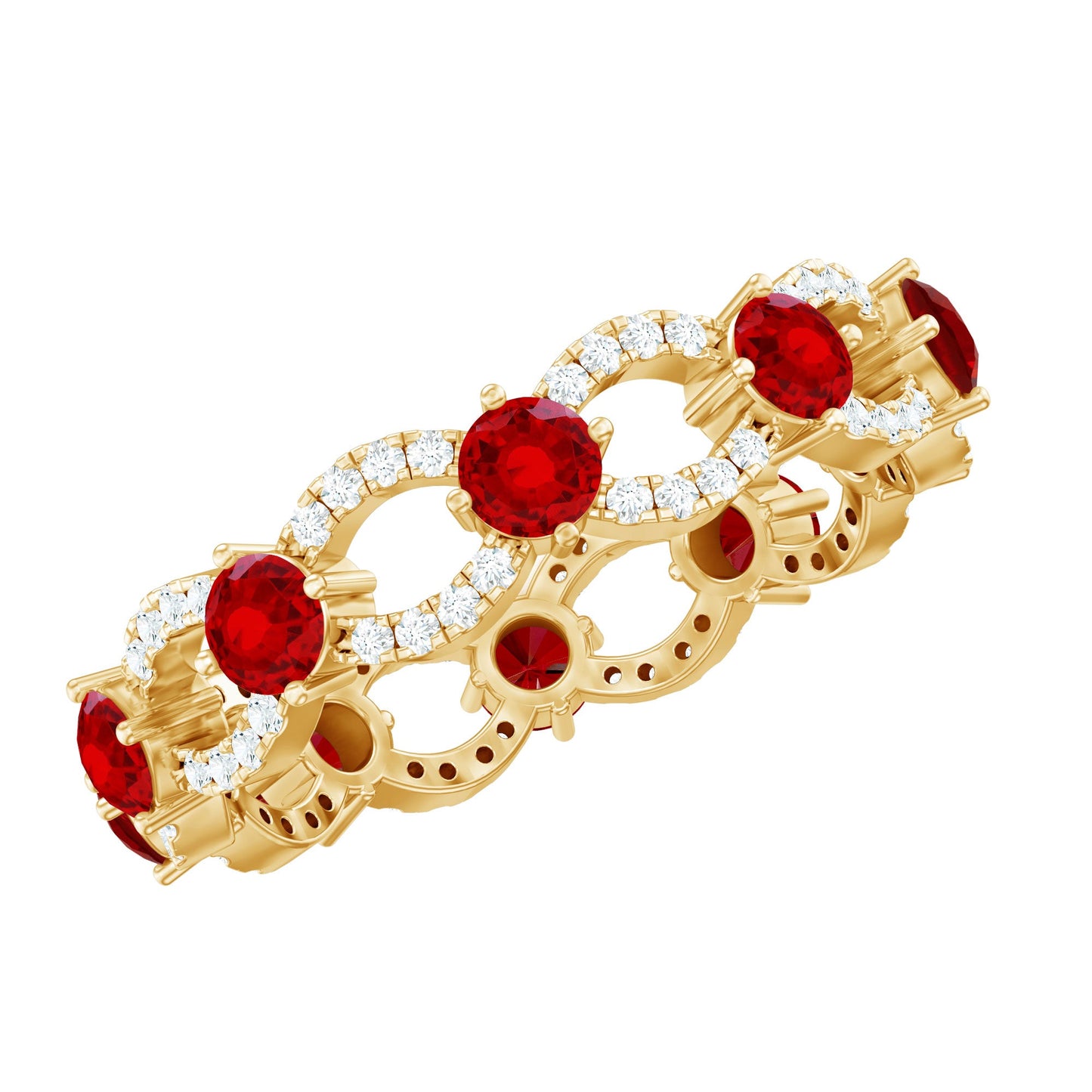 Lab Created Ruby and Diamond Eternity Wedding Band