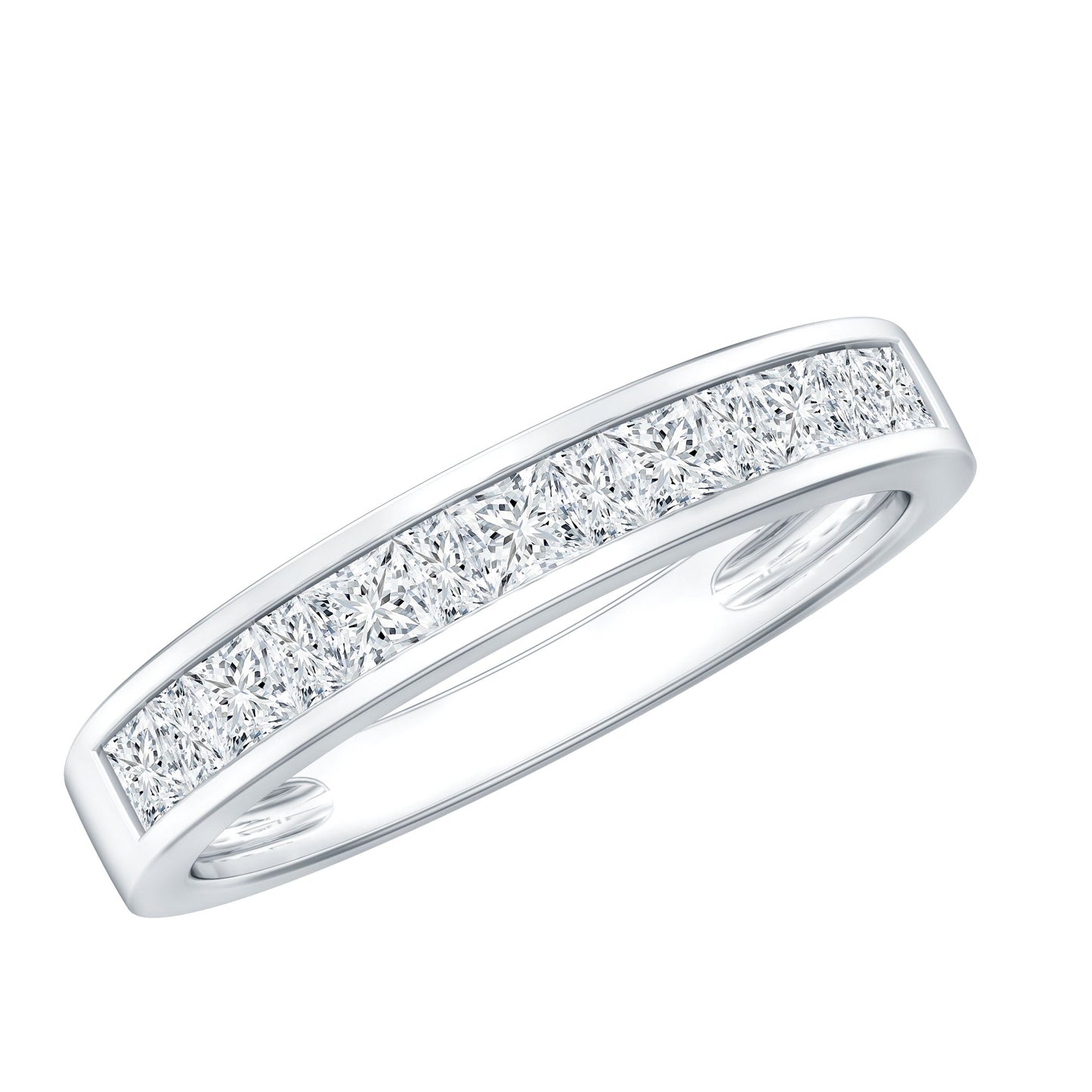 Channel Set Diamond Half Eternity Band Ring