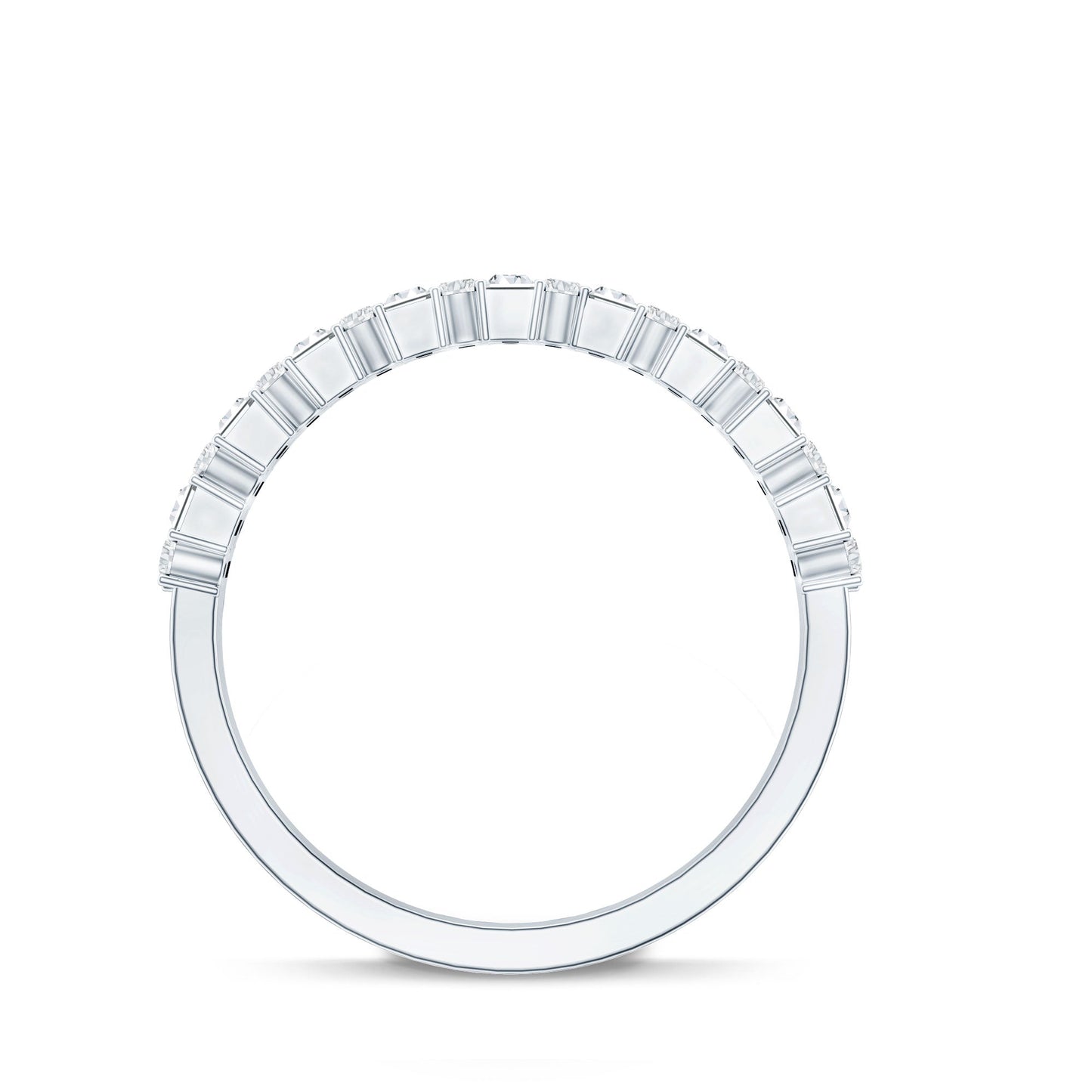 Baguette and Round Certified Moissanite Half Eternity Band Ring