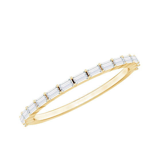 Baguette Cut Diamond Stackable Ring in Shared Prong Setting