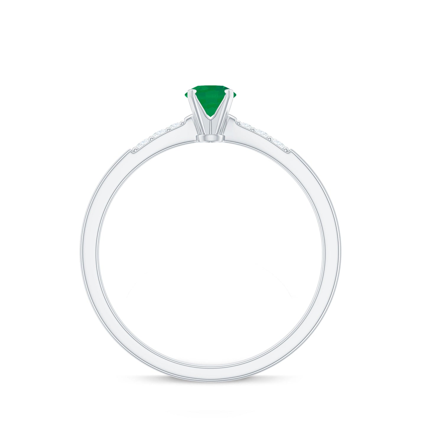 Natural Half Carat Emerald Promise Ring with Diamond