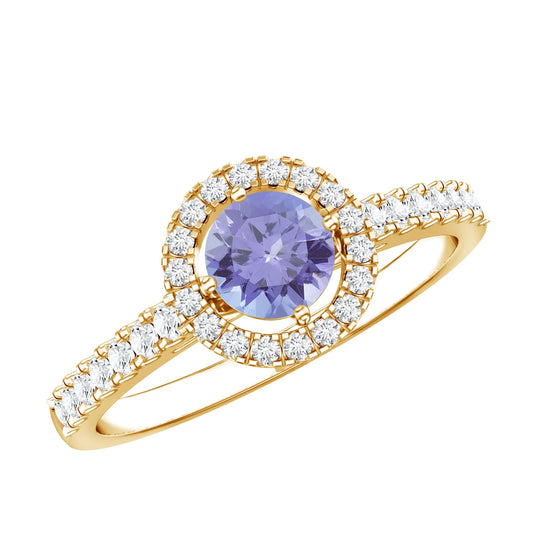 Natural Tanzanite and Diamond Promise Ring for Engagement