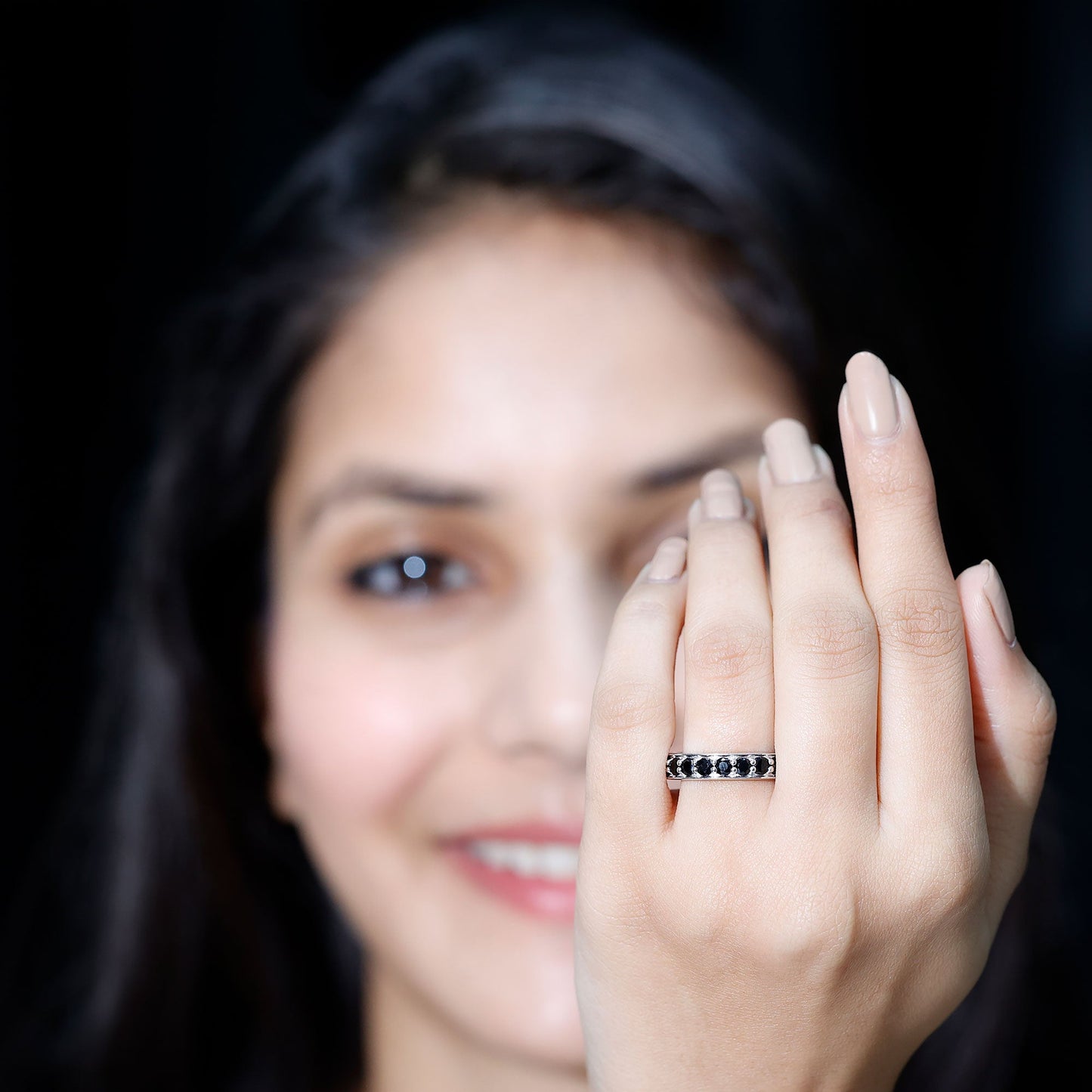 Certified Lab Grown Black Diamond Full Eternity Band Ring for Women