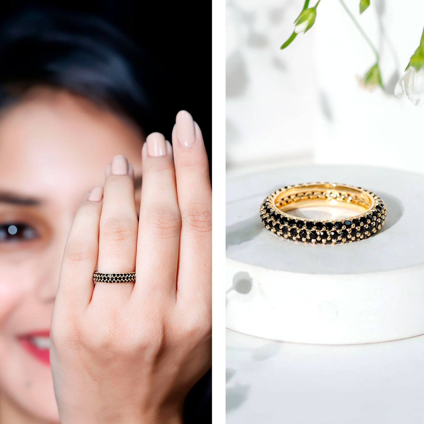 Certified Lab Grown Black Diamond Eternity Band Ring for Women