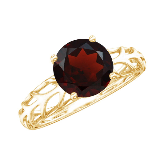 2.3 Carat Natural Garnet Filigree Engagement Ring with Certificate