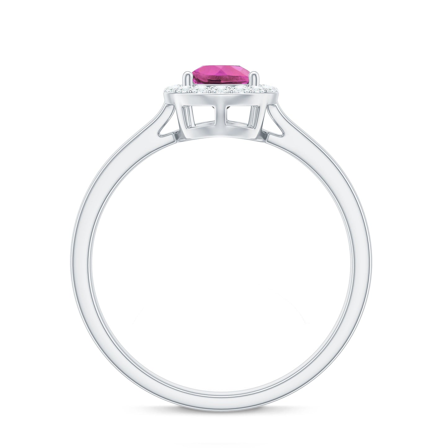 1.6 Carat Pear Shape Pink Tourmaline Ring with Diamond Halo