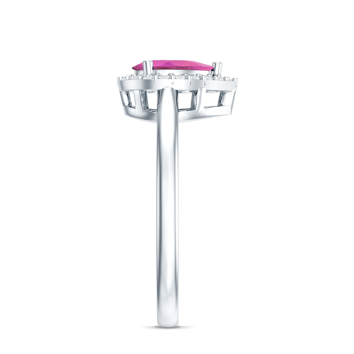 1.6 Carat Pear Shape Pink Tourmaline Ring with Diamond Halo