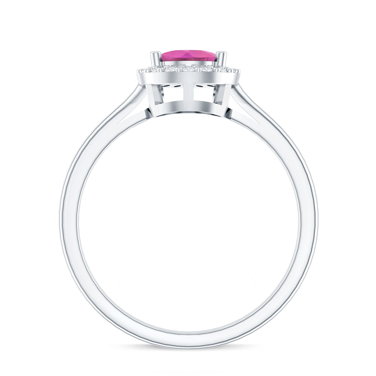 1.6 Carat Pear Shape Pink Tourmaline Ring with Diamond Halo
