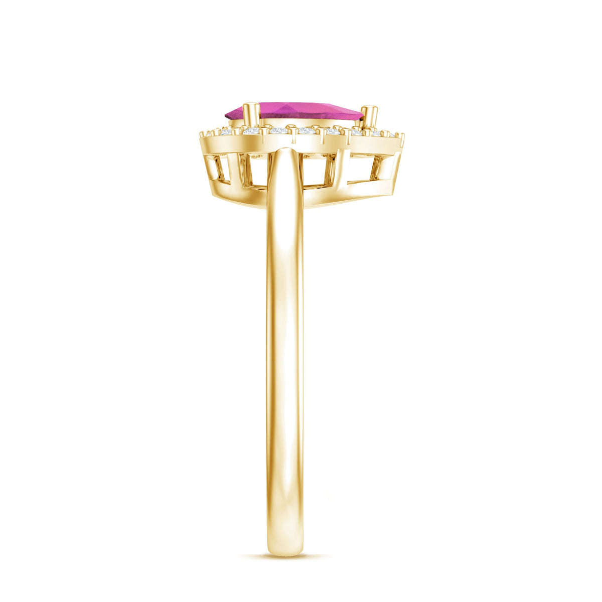 1.6 Carat Pear Shape Pink Tourmaline Ring with Diamond Halo