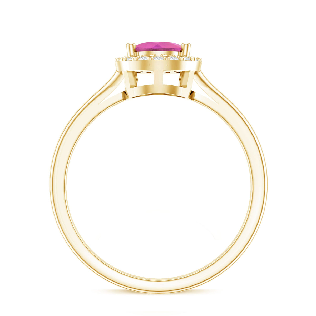 1.6 Carat Pear Shape Pink Tourmaline Ring with Diamond Halo