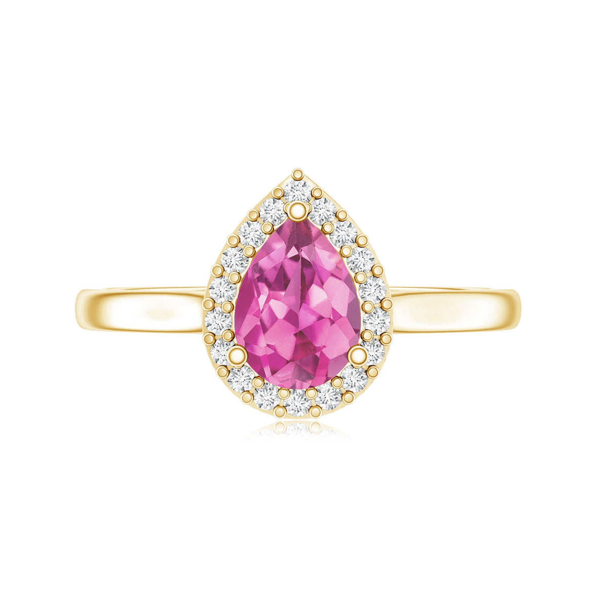 1.6 Carat Pear Shape Pink Tourmaline Ring with Diamond Halo