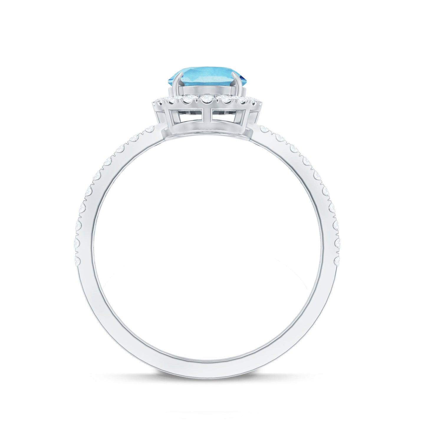 Classic Aquamarine Oval Engagement Ring with Diamond Halo