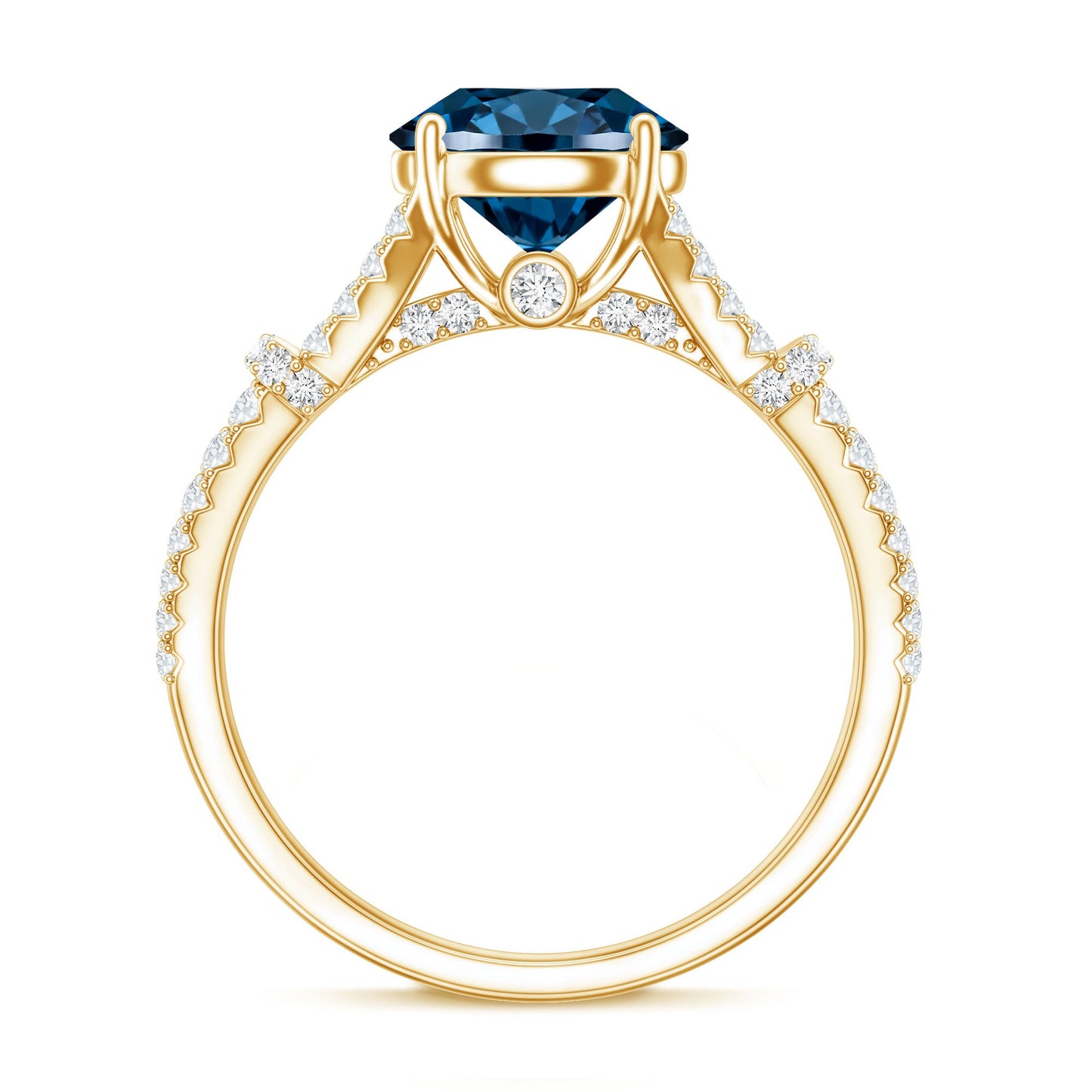 Natural London Blue Topaz Split Shank Engagement Ring