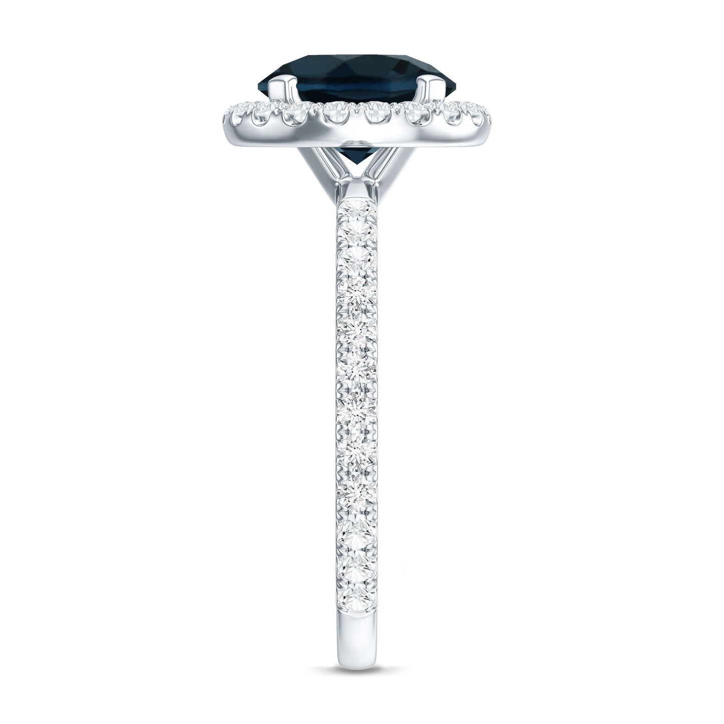 2 Carat London Blue Topaz Classic Engagement Ring with Diamond