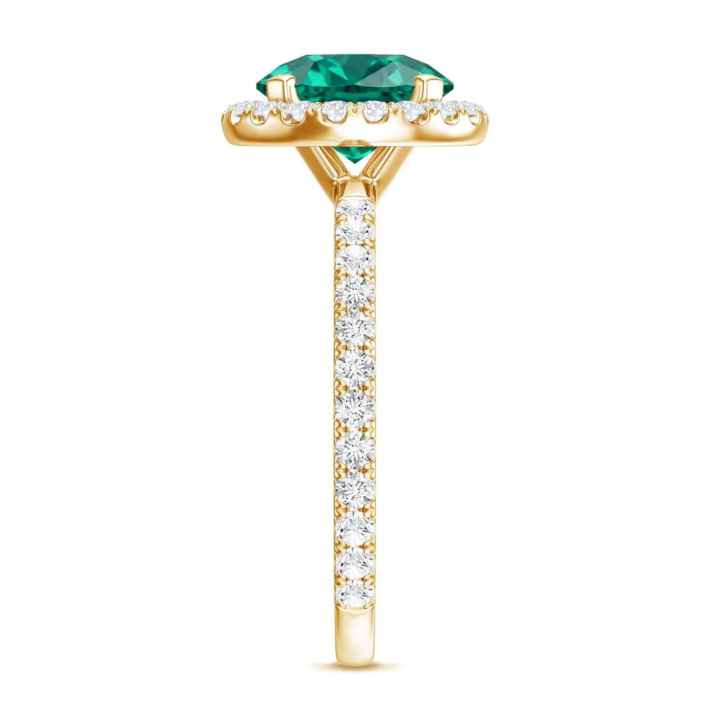 Certified 2 Carat Lab Grown Emerald Classic Engagement Ring with Halo