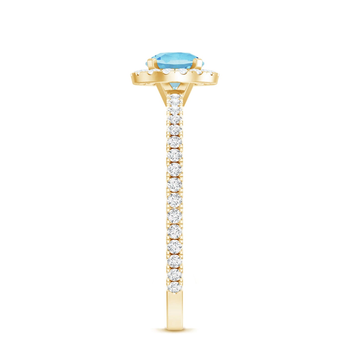 Genuine Blue Aquamarine Ring with Diamond Accent