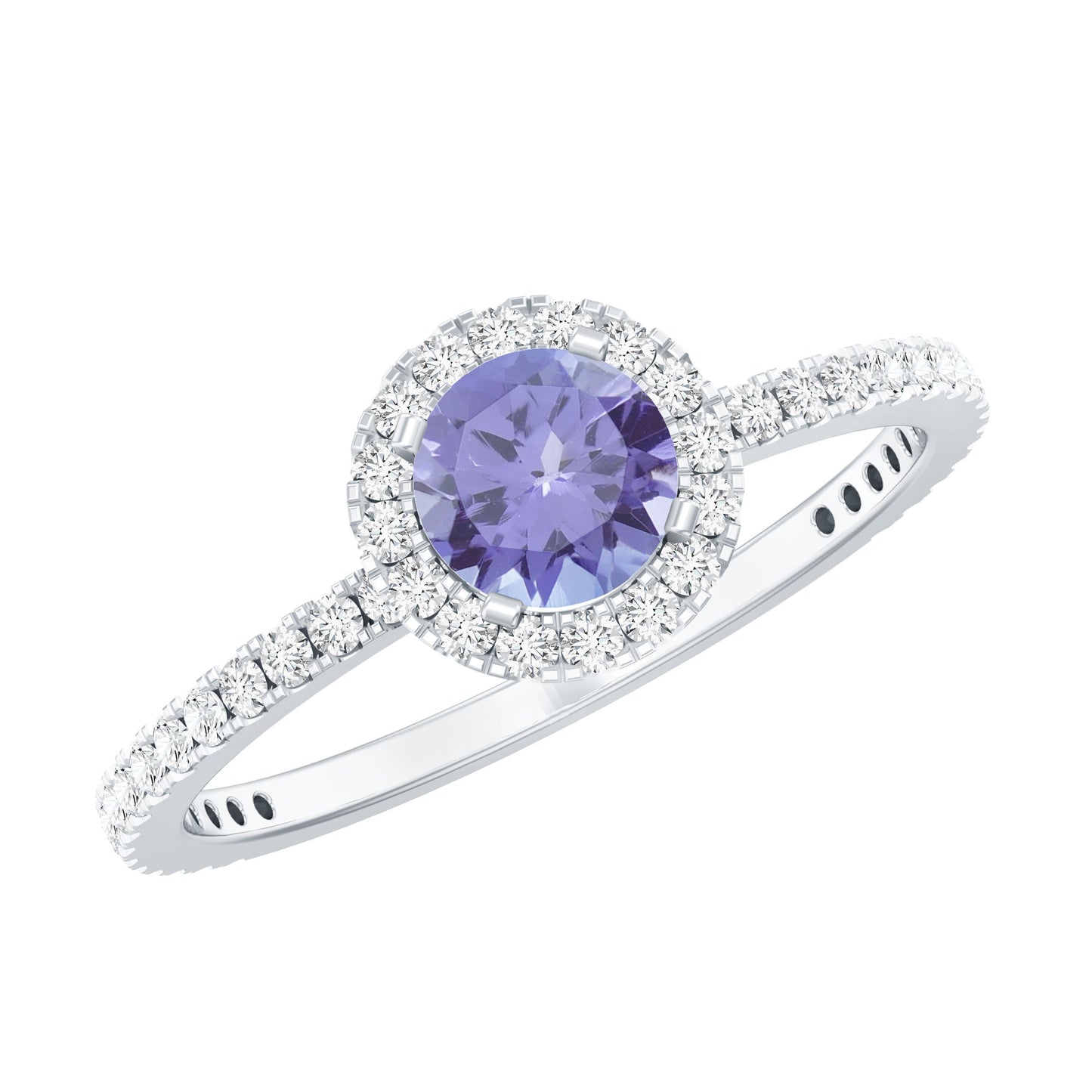 Womens Tanzanite Halo Ring with Diamond