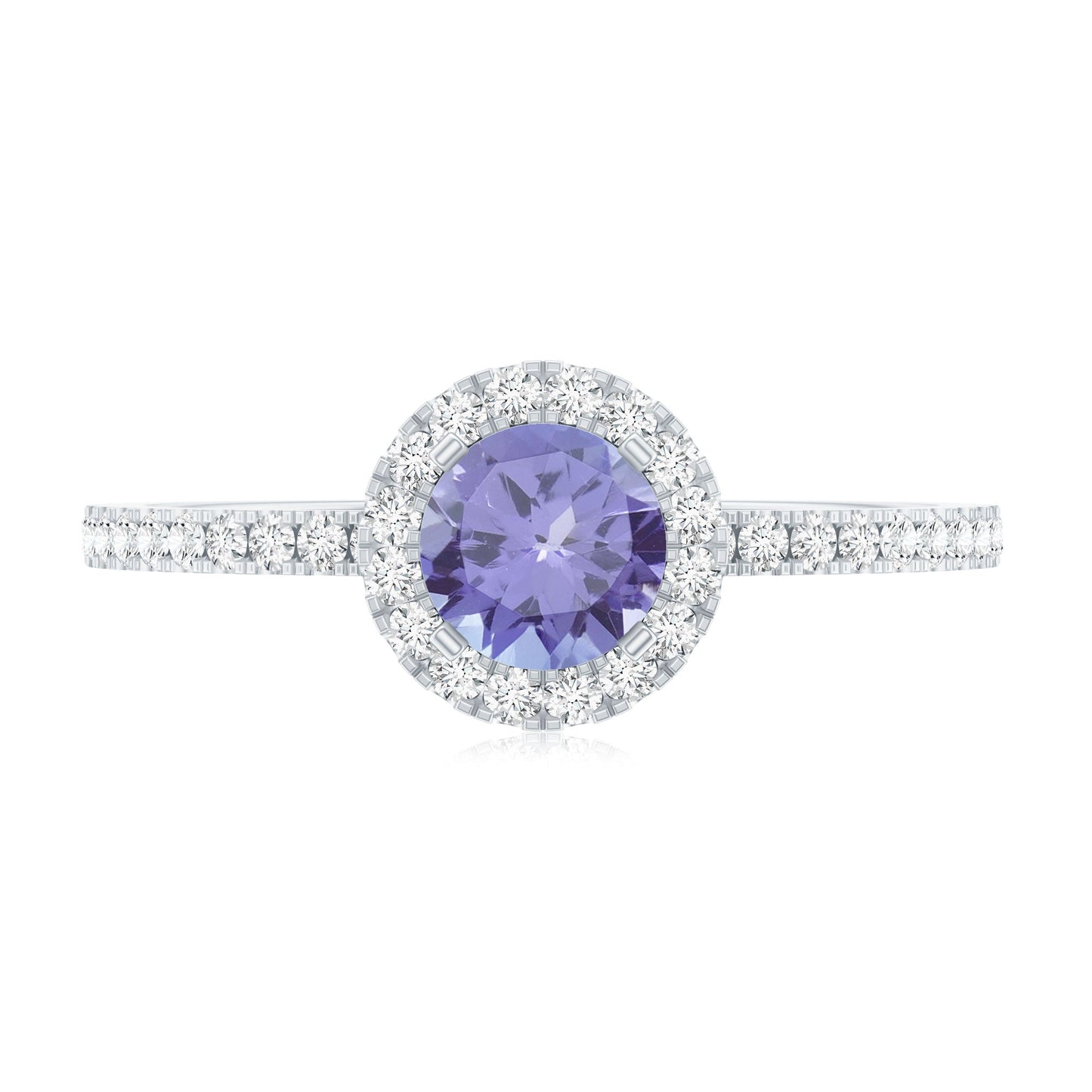 Womens Tanzanite Halo Ring with Diamond