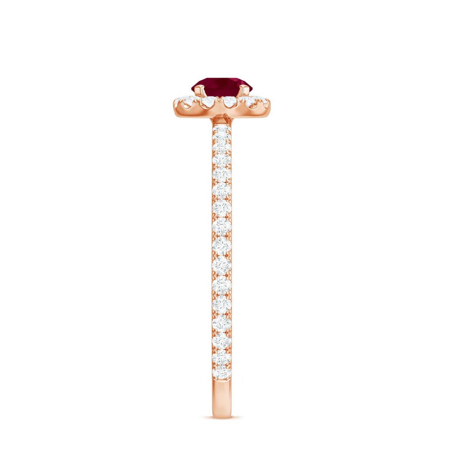 Real 0.6 Carat Ruby Engagement Ring with Diamond Halo