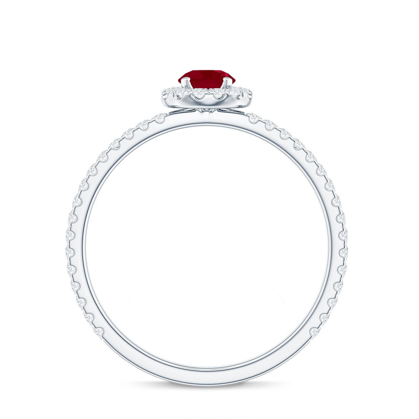 Real 0.6 Carat Ruby Engagement Ring with Diamond Halo