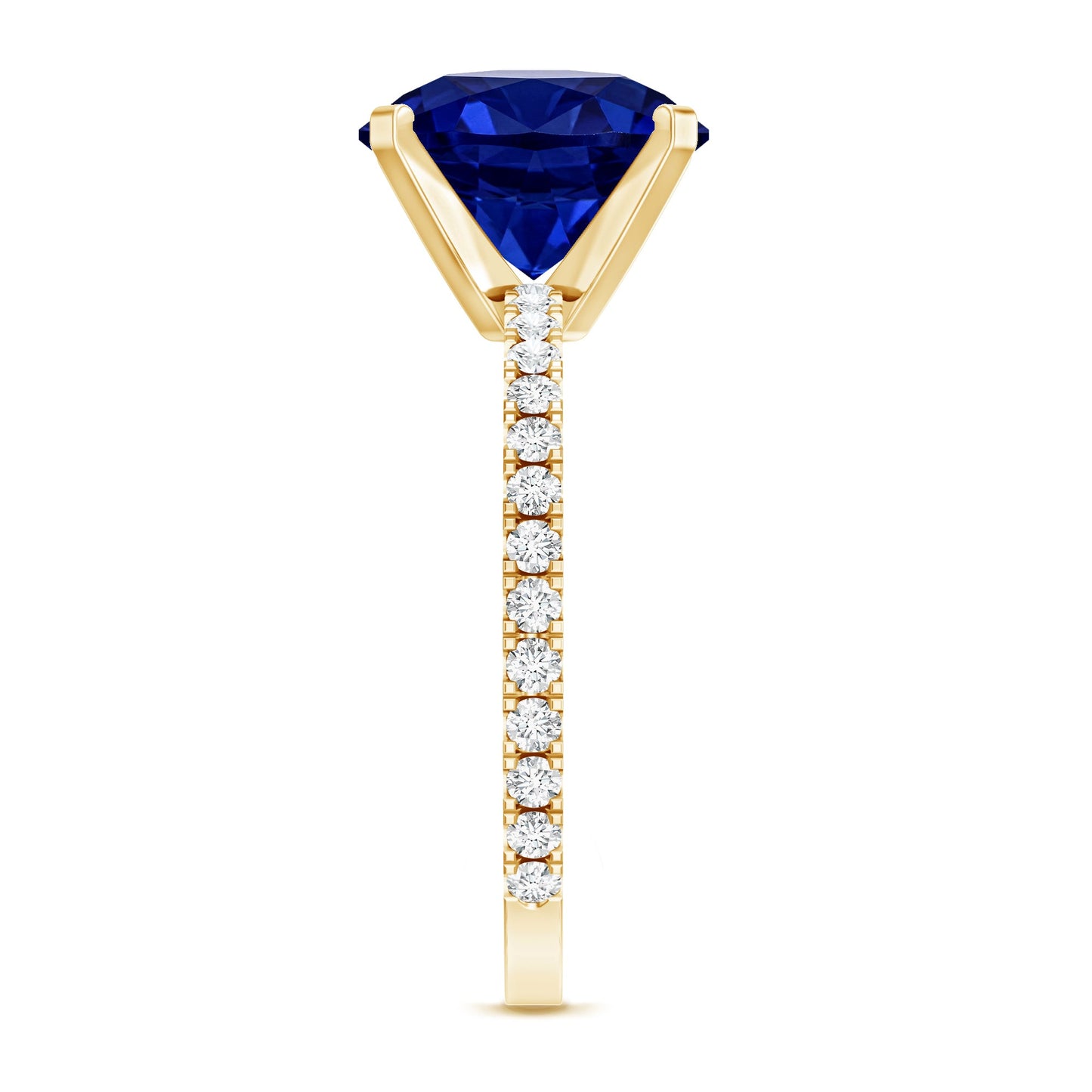 Certified 4.5 Carat Lab Grown Blue Sapphire Engagement Ring with Diamond