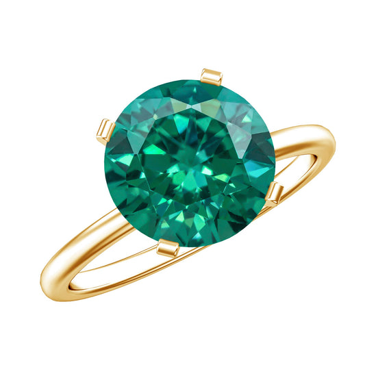 3.5 Carat Round Lab Created Emerald Solitaire Engagement Ring
