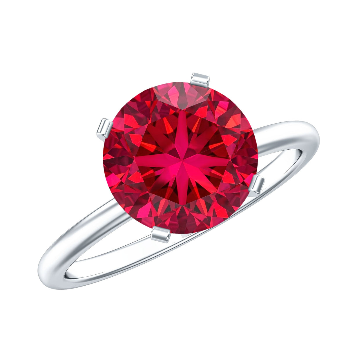 Solitaire Lab Grown 5 Carat Ruby Engagement Ring with Certificate